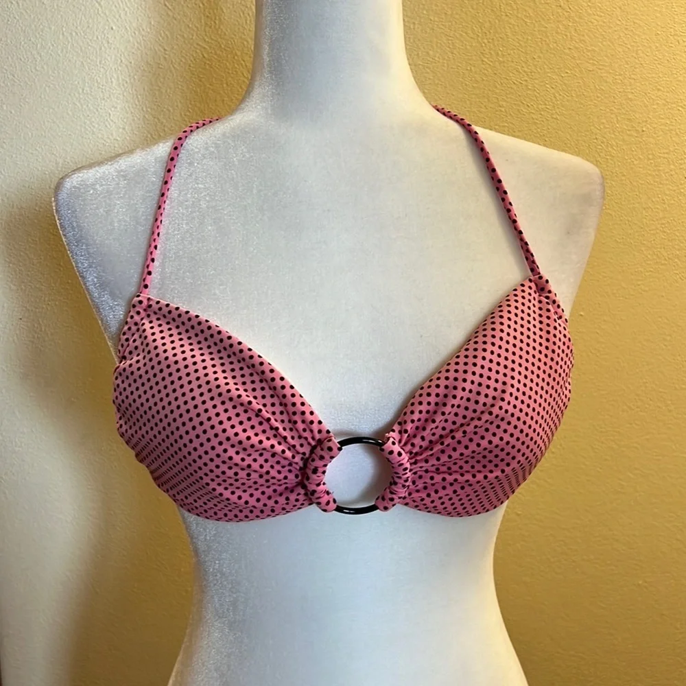 Victoria's Secret Pink with Black Polka Dot Bikini Top size M